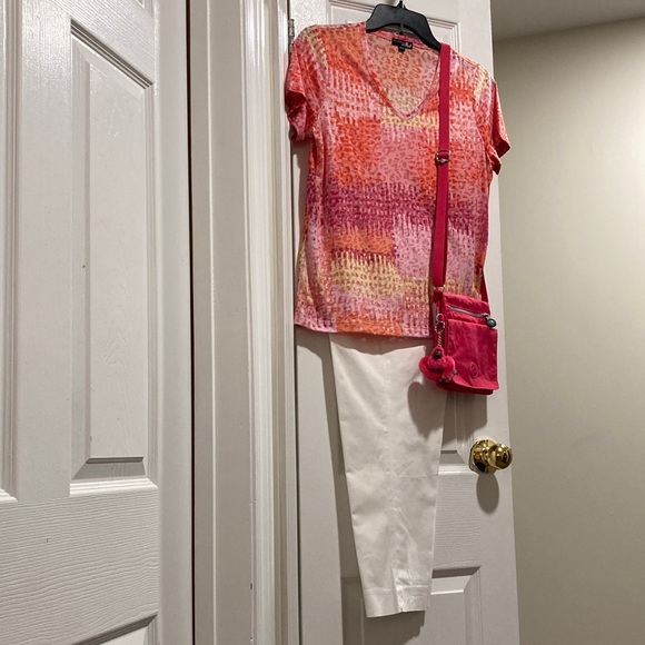 Les collections Mat Multi-Colour Pink Short Sleeve Top - Sz M - Picture 4 of 7